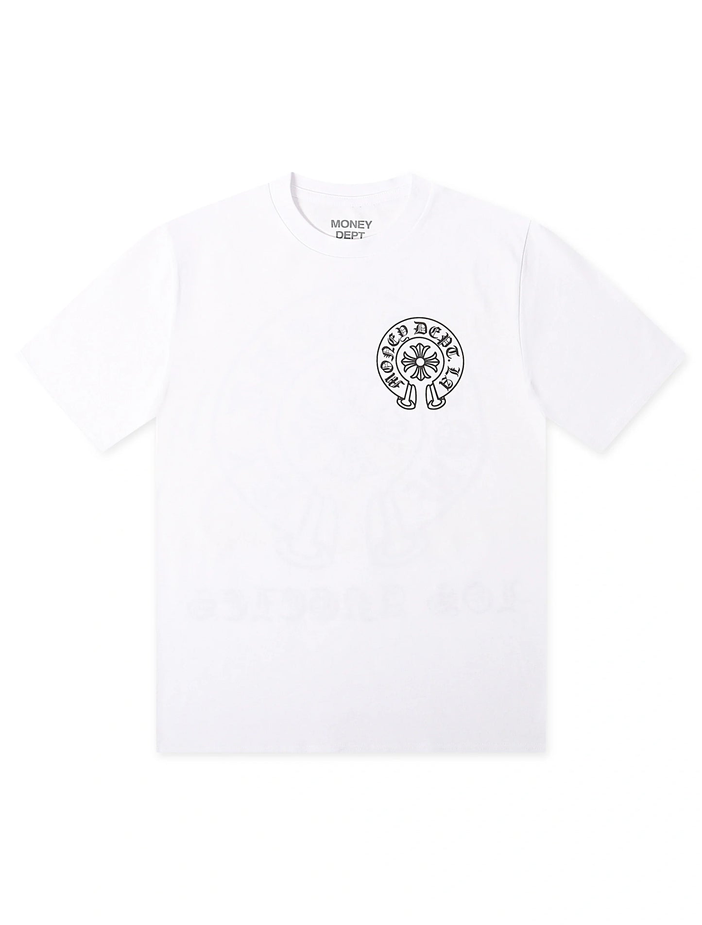 Money Dept. Old English Tee - White/Black Denim Exchange