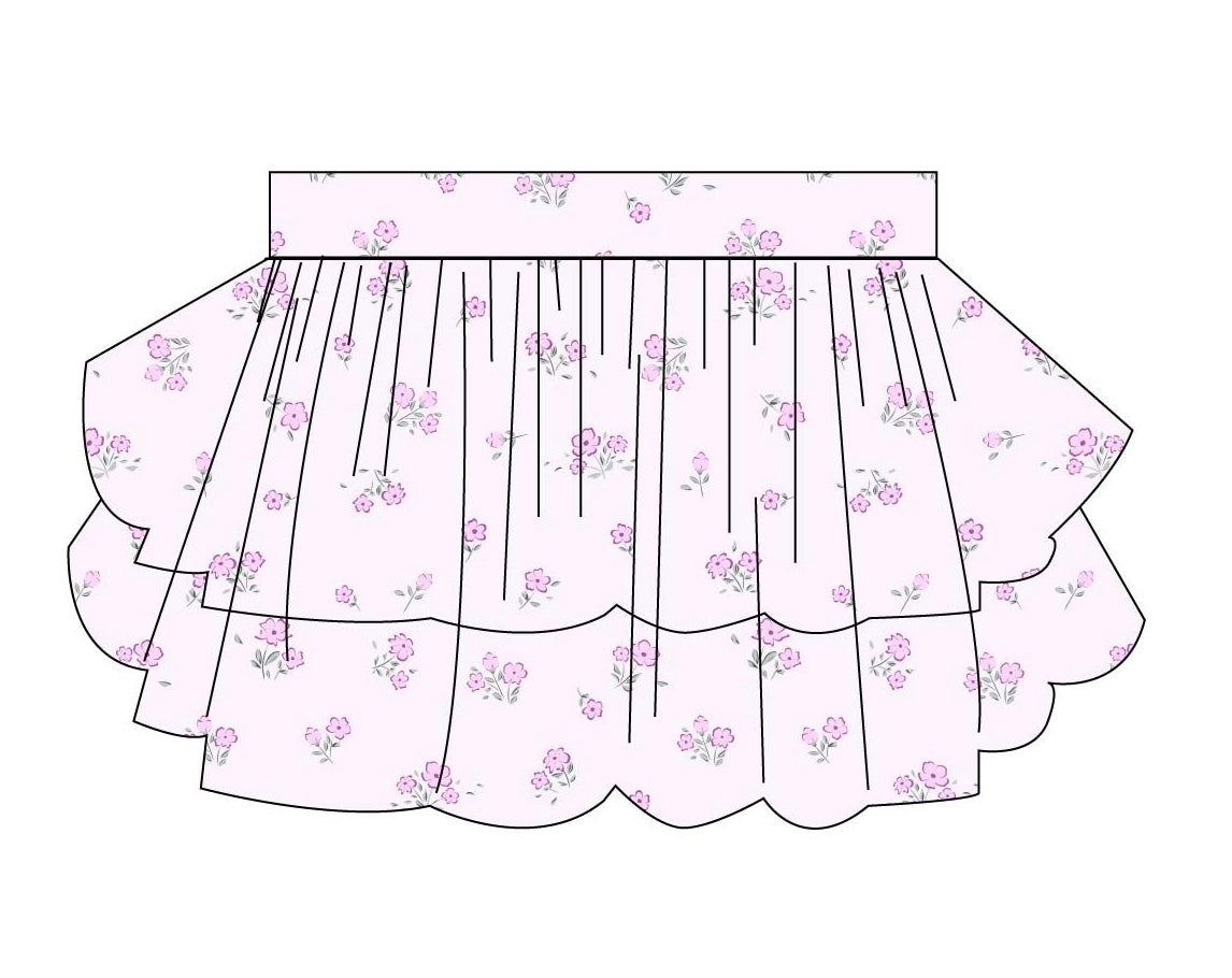 Aisley - Tiered Smocked Skirt Blush Lotus