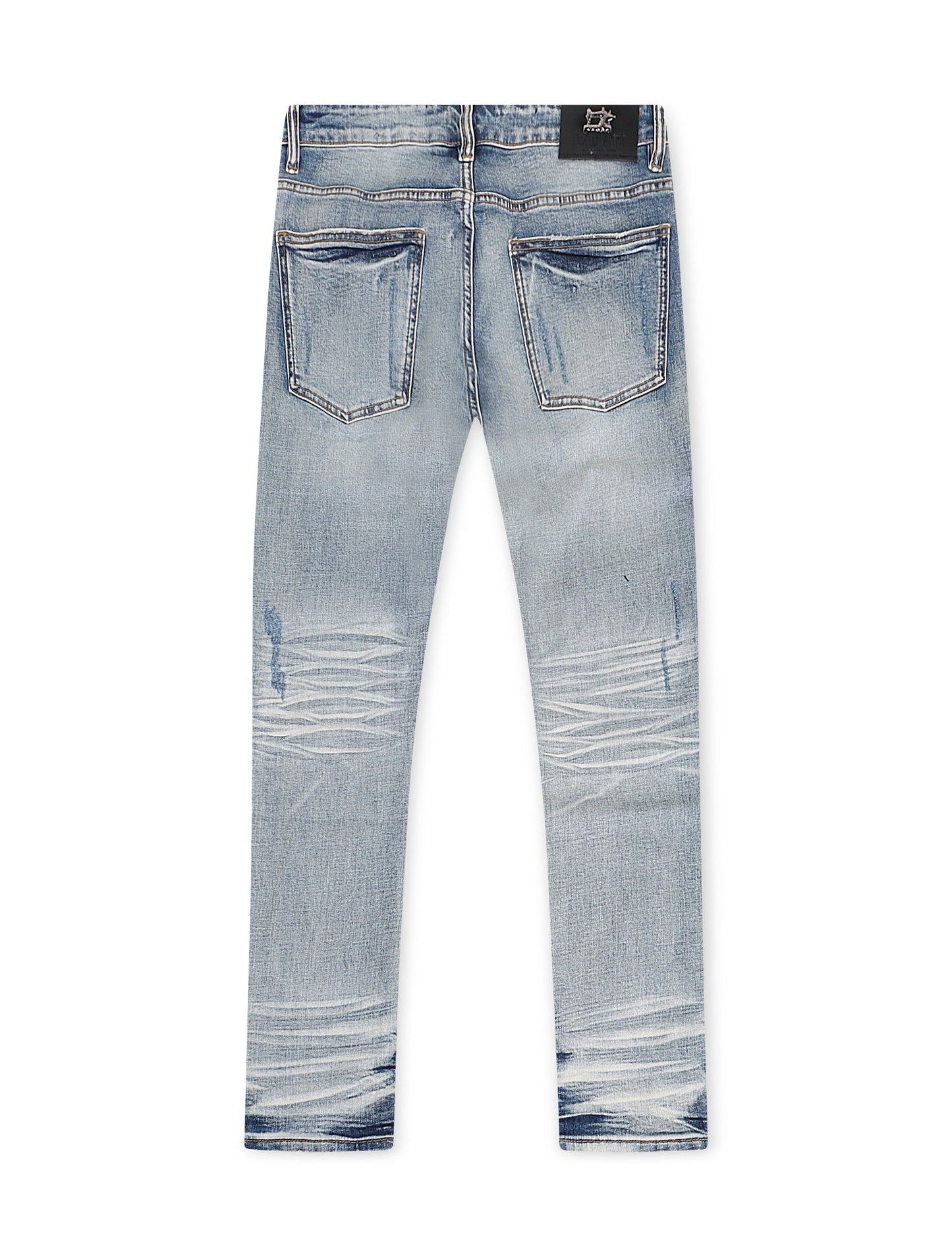 Damati Distressed Slim Fit Stretch Jeans - Light Blue Denim Exchange