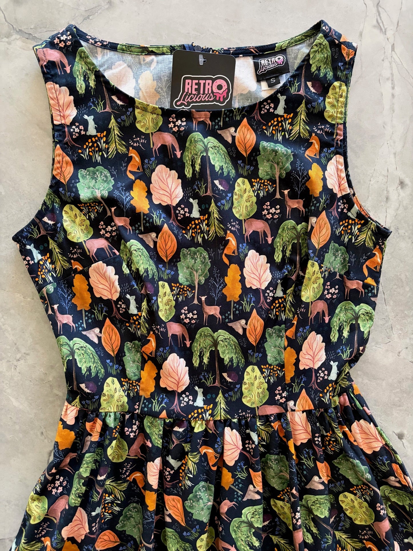 Woodland Midi Dress in Navy Retrolicious
