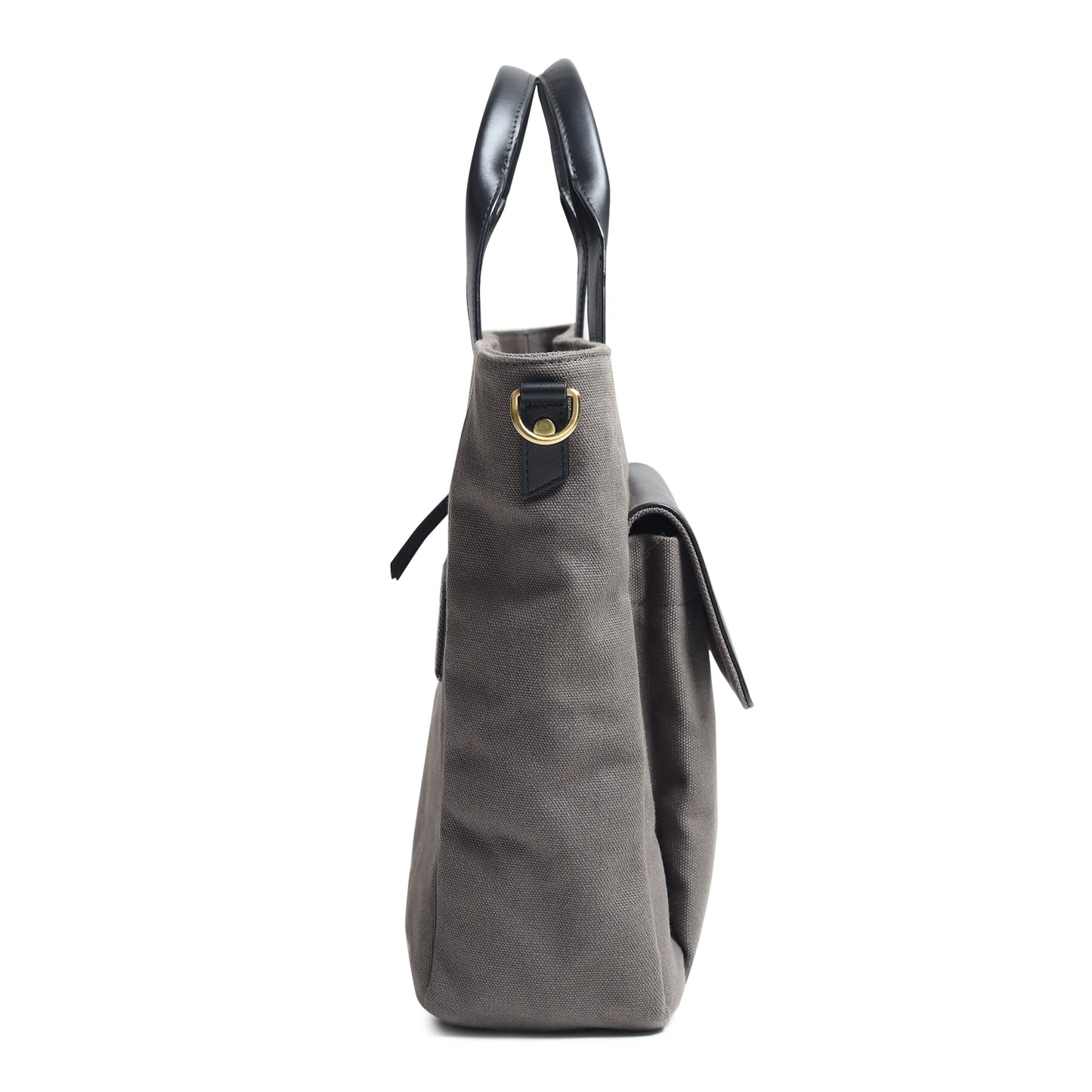 Voyager Canvas Leather Briefcase, Gray Classy Leather Bags