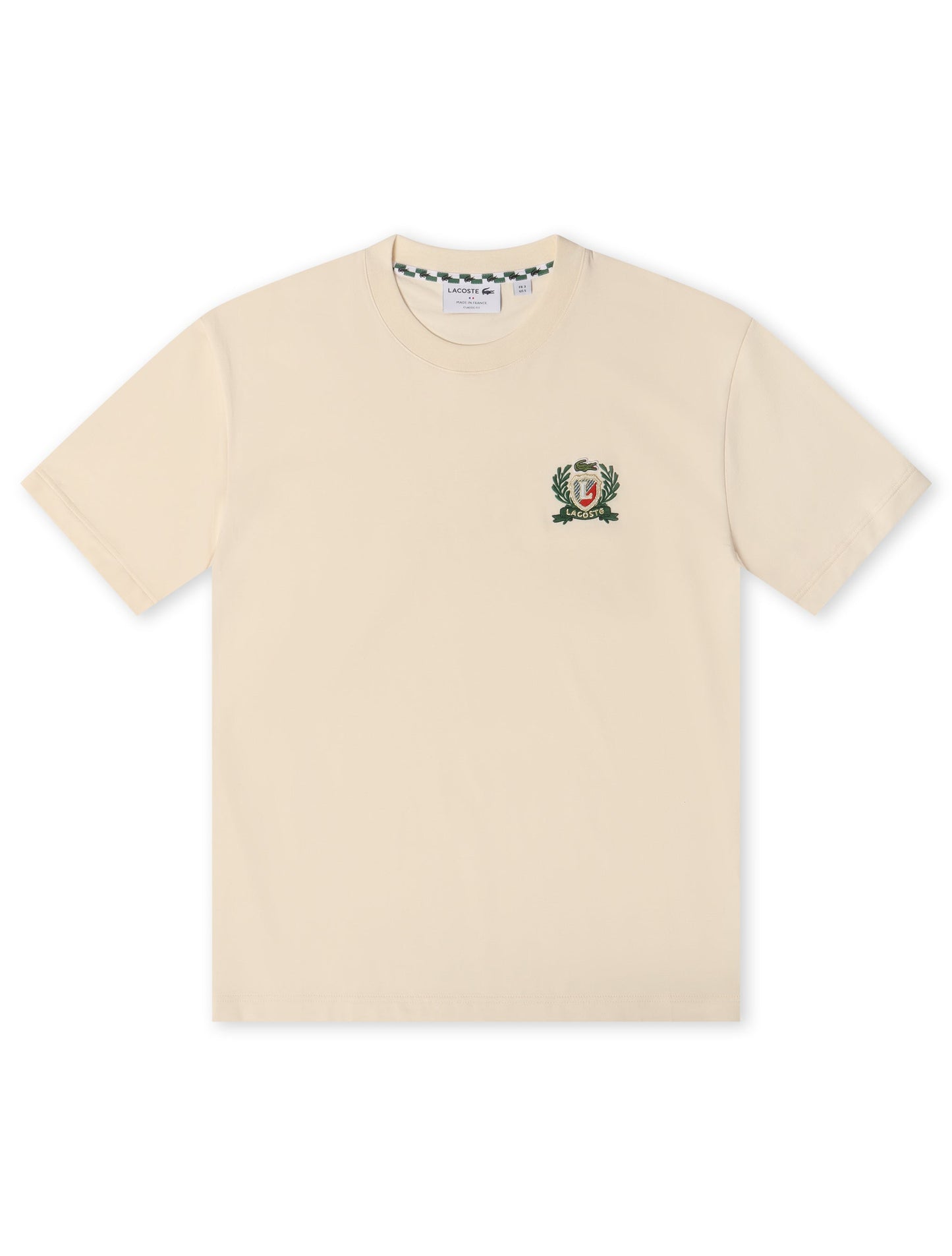 Lacoste Embroidered Badge Tee - Cream Denim Exchange