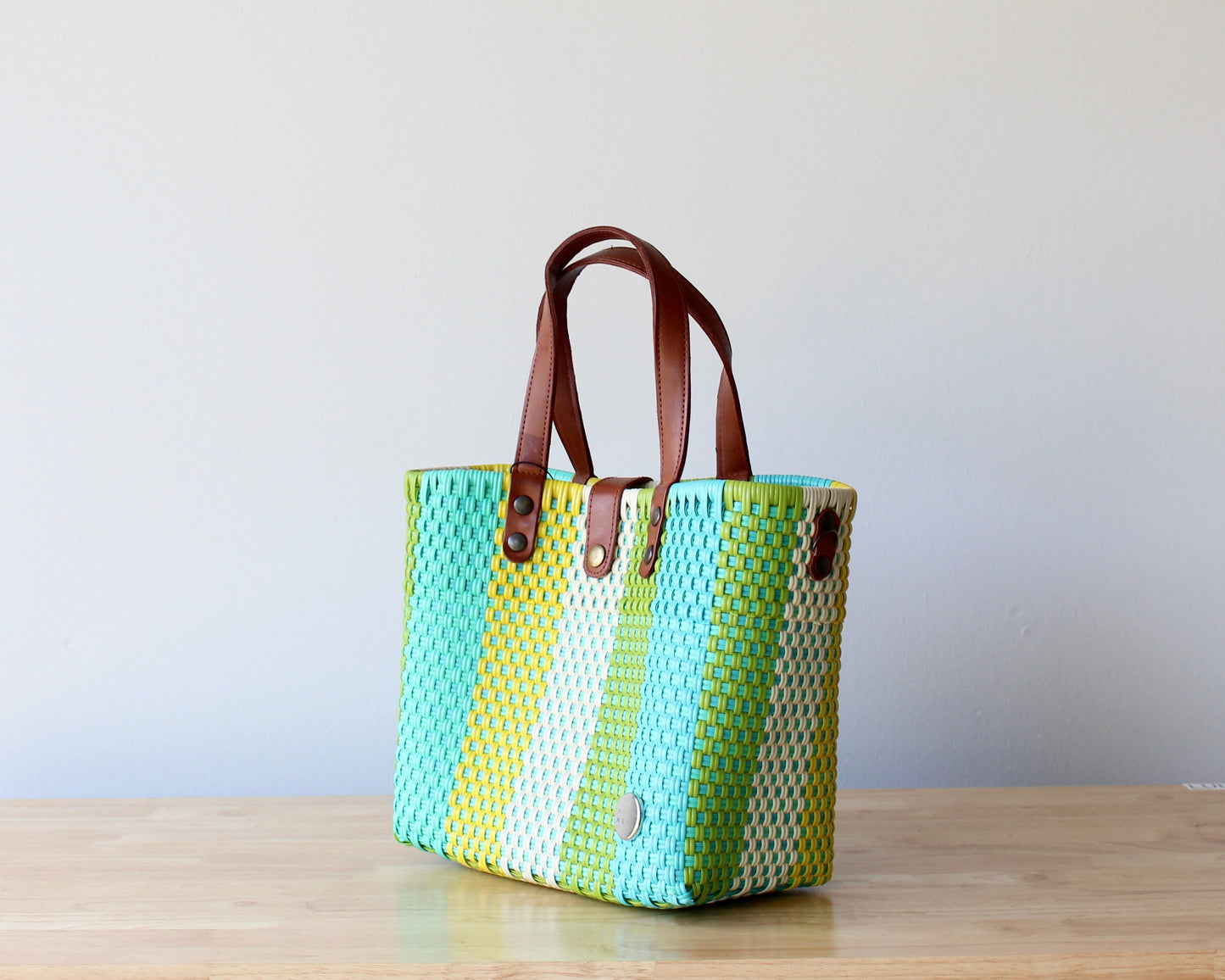 Vida Woven Purse – Lime & Aqua Stripes MexiMexi
