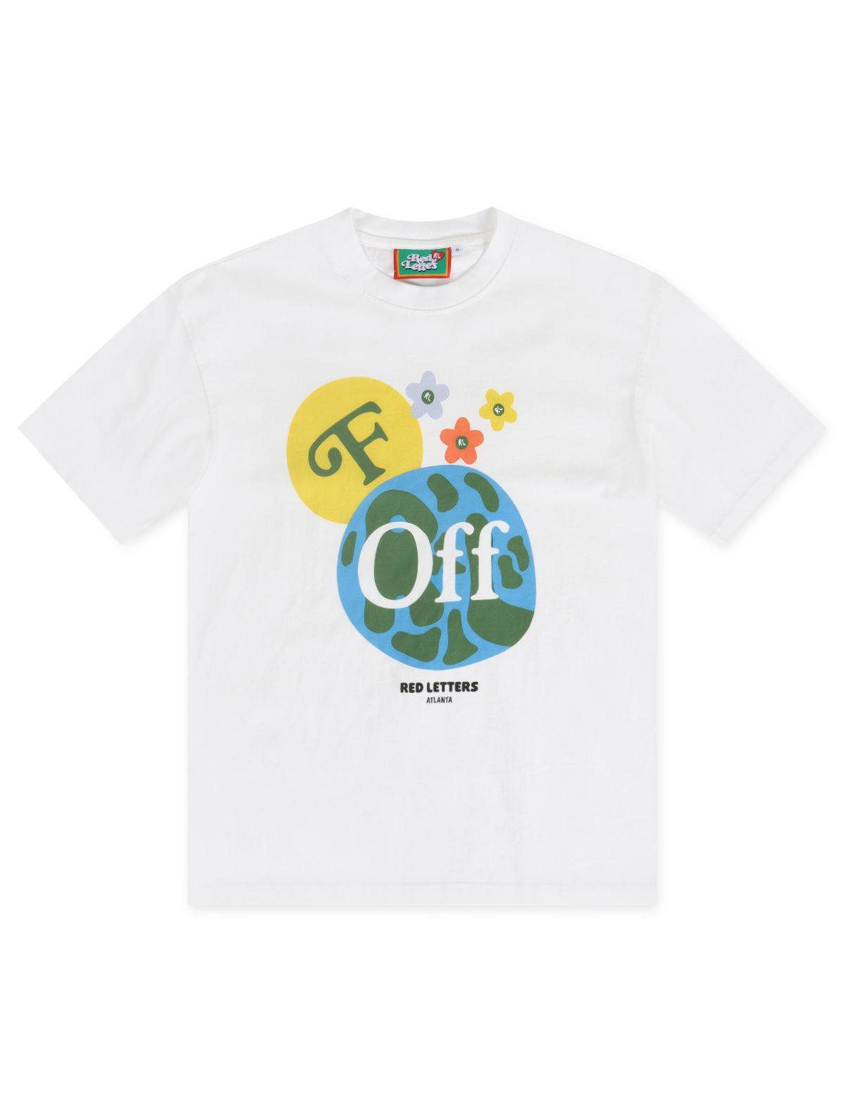 Red Letters F Off Earth Tee - White Denim Exchange