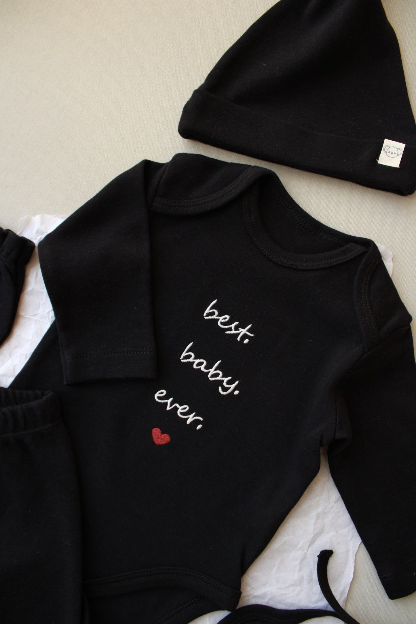 Best Baby Ever Black 5 Piece Newborn Set Honey and Hive
