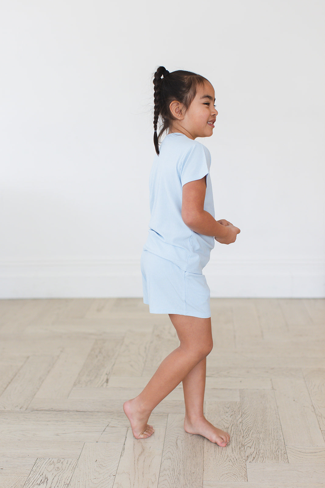 Baby Blue (ribbed) - Pocket Short Set Blush Lotus