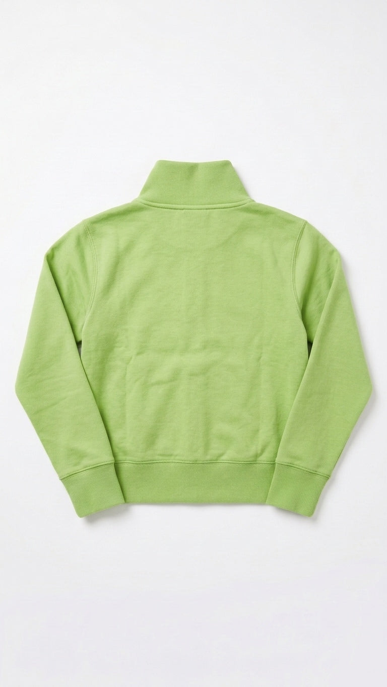 Women’s Small Green Full Zip Sweatshirt Mock Neck Pockets Cotton CLEARANCE Tinyloverclothing