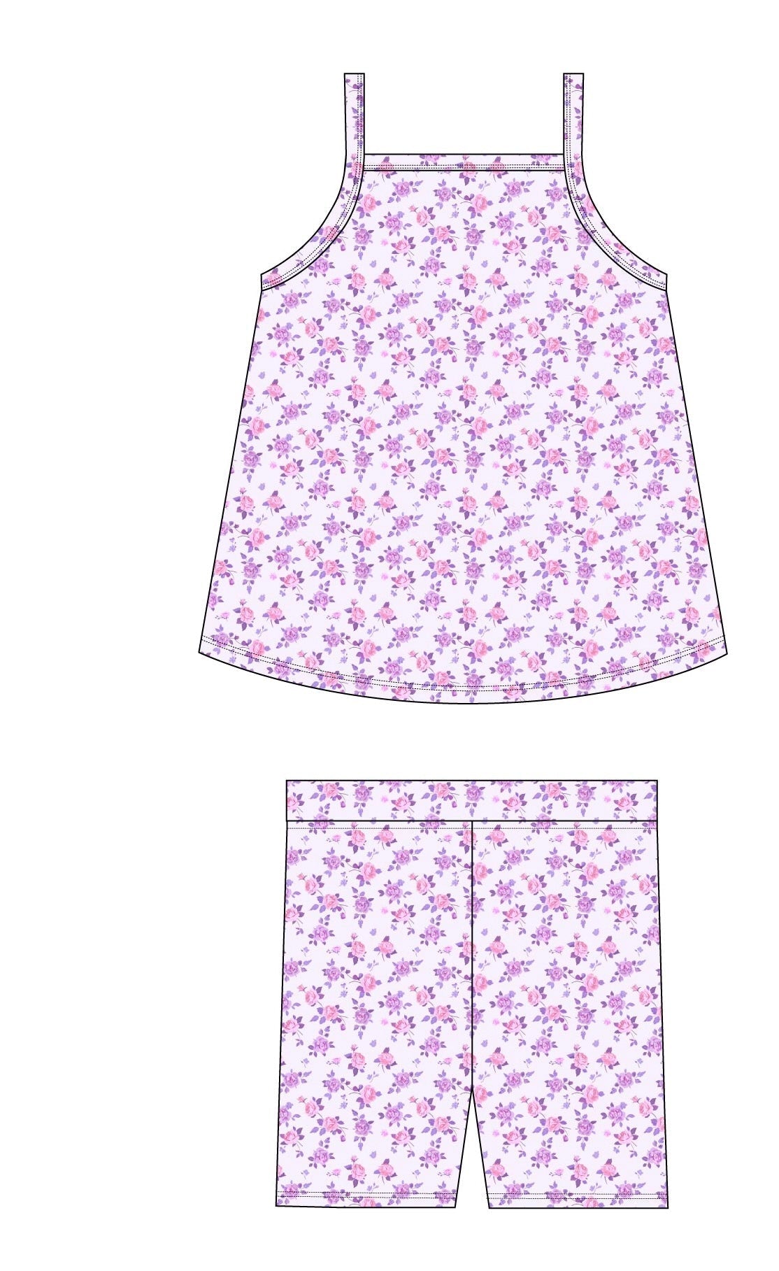 Kapri (ribbed) - Tank Short Set Blush Lotus
