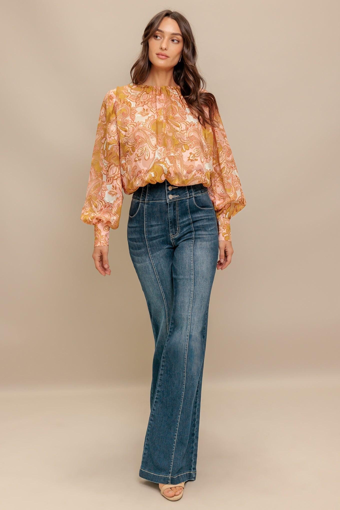 PAISLEY BREEZE WOVEN JACQUARD TOP Flying Tomato