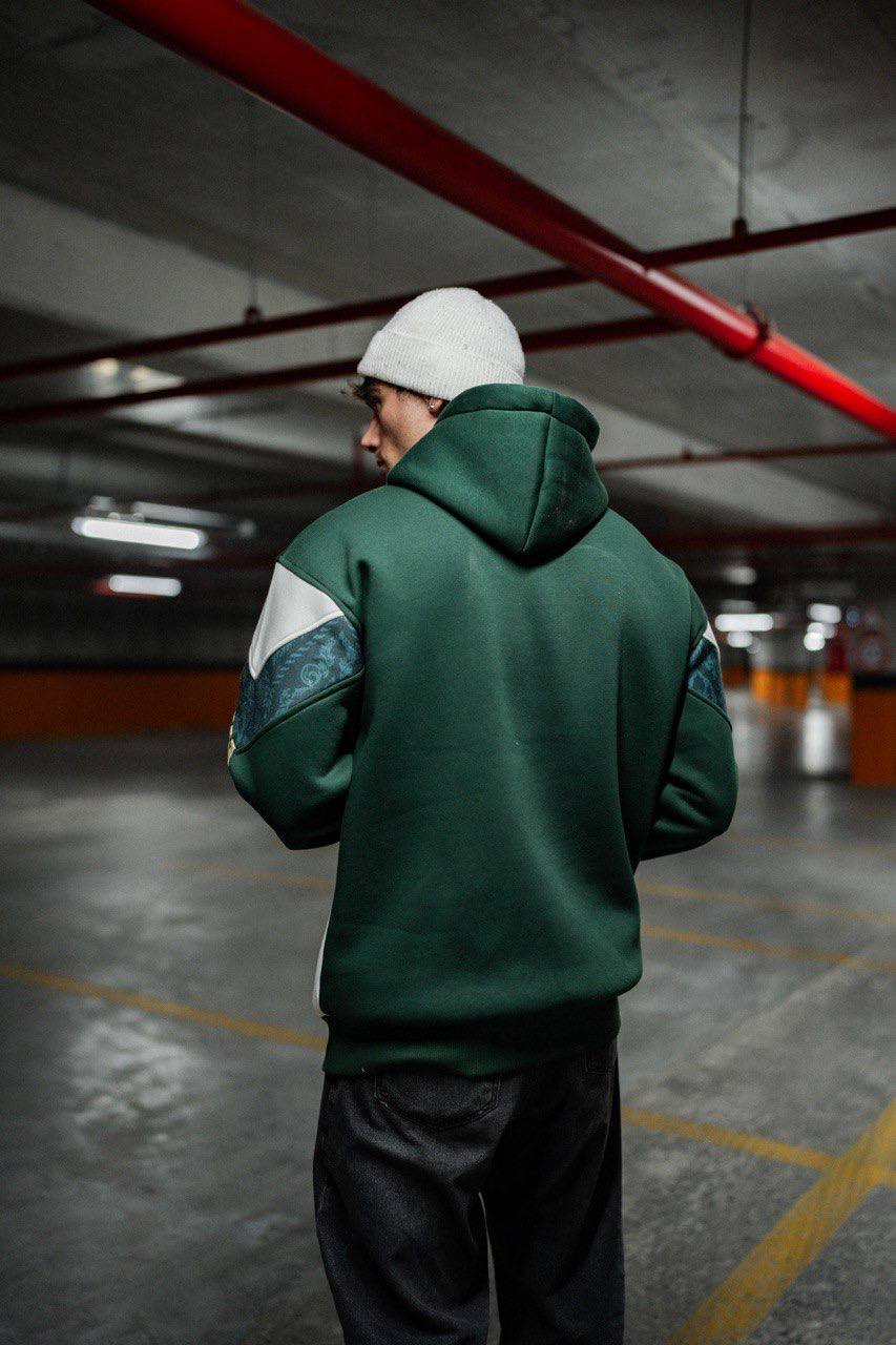 Italy Logo Green & White Oversized Hoodie - Stylish and Comfortable Sweatshirt Withinblack