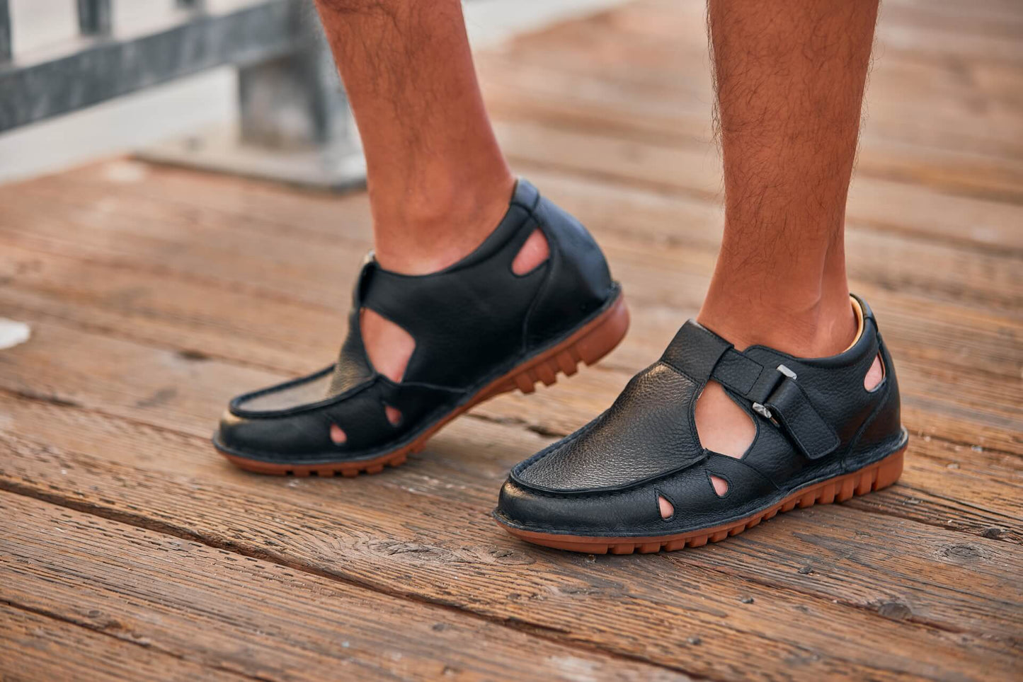 CALTO - K0751 - 2.8 Inches Taller (Black) - Lightweight Casual Fisherman Sandal Tallmenshoes.com