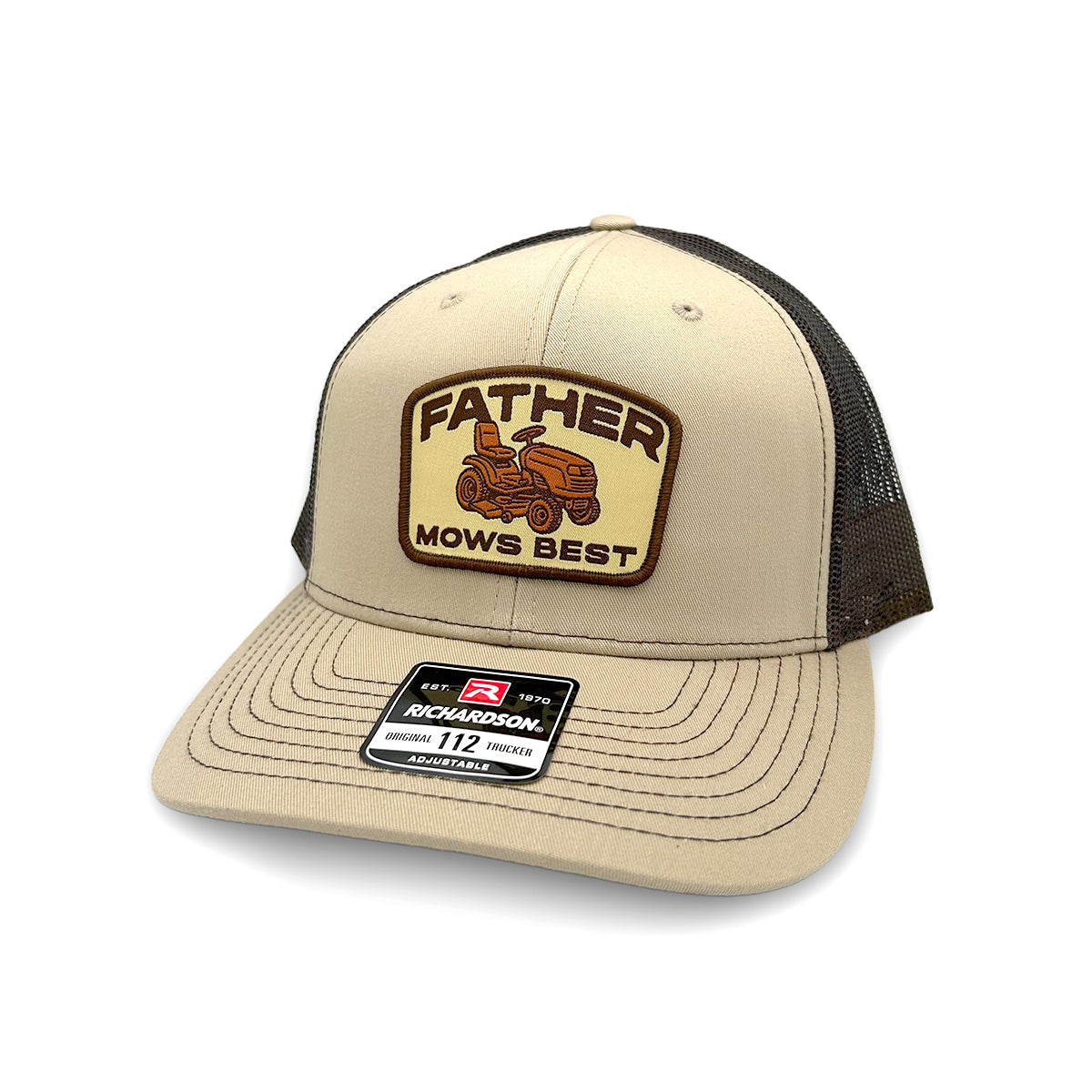 Father Mows Best Brown (Woven Patch) Shield Republic