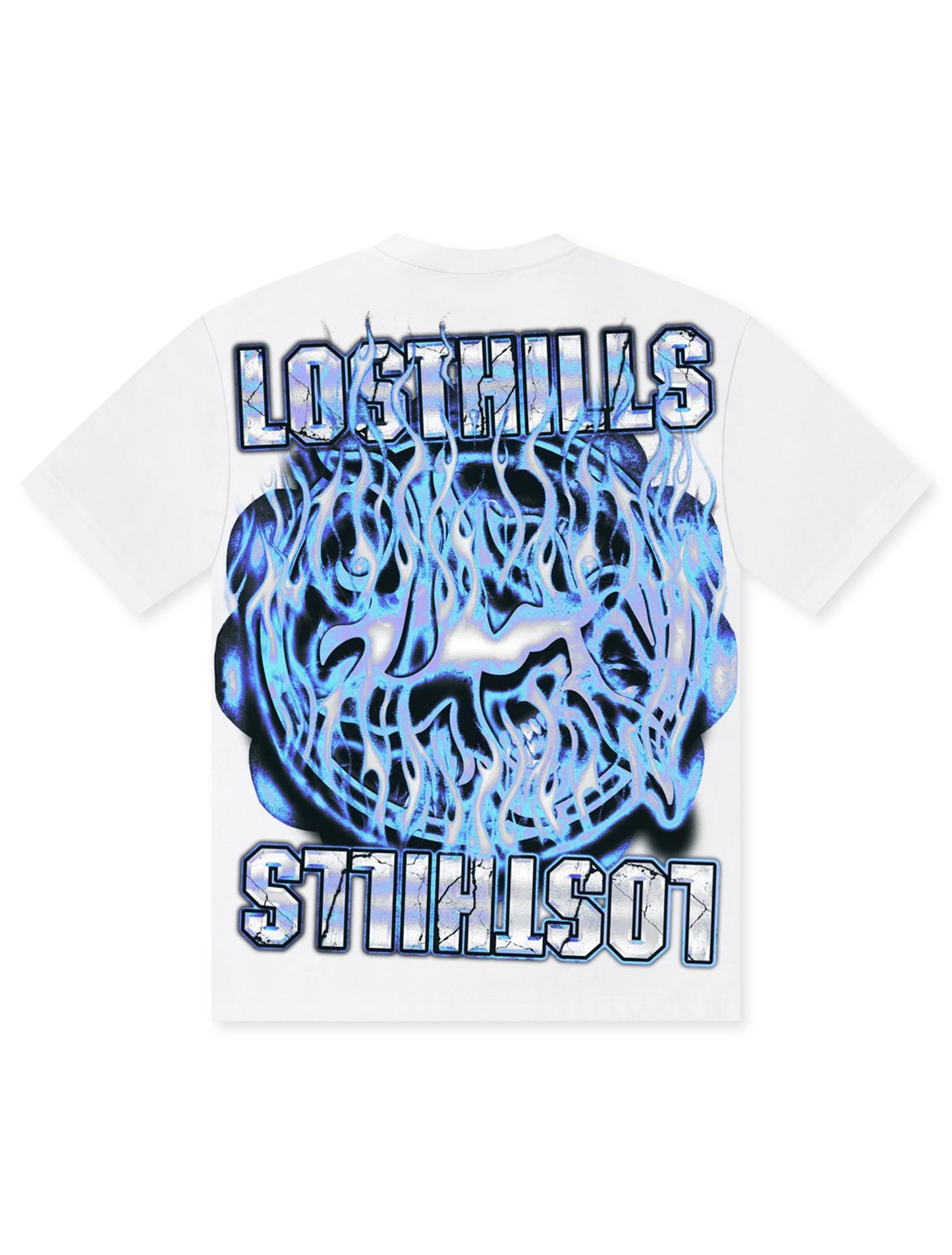 Losthills Inverted Logo Tee - White Denim Exchange