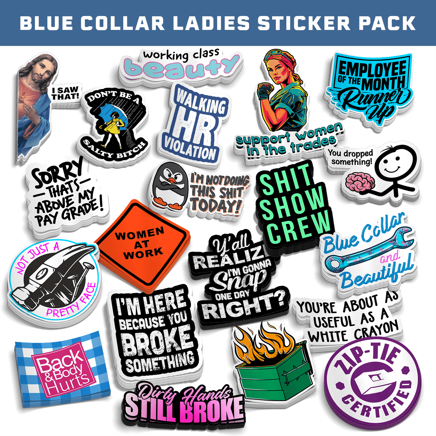 Ladies Blue Collar Sticker Pack Armed American Supply