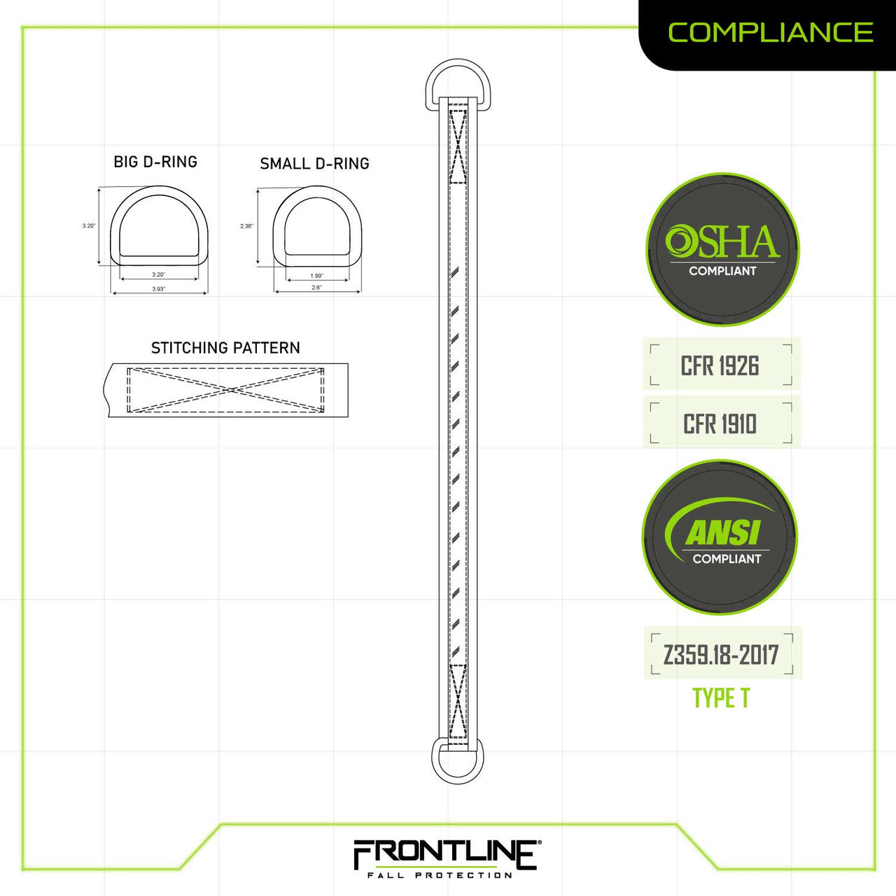 Frontline MPS Cross Arm Strap with Reinforced Webbing 30' VM Hardware