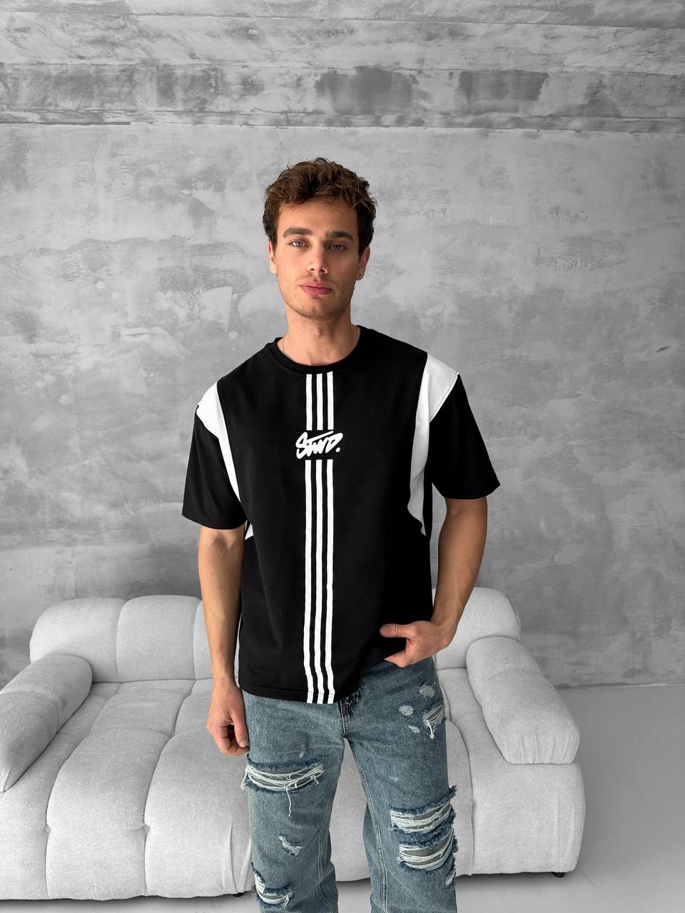 Men’s Graphic Logo T-Shirt – Stripe Cotton Tee Withinblack