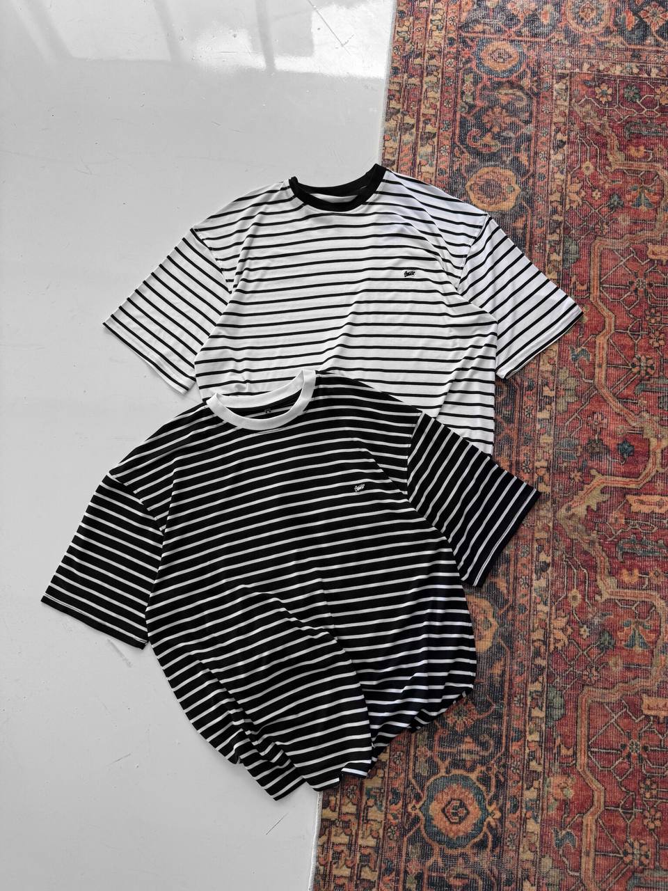 Men's Striped Cotton T-Shirt / Classic Black White Stripe Tee Withinblack