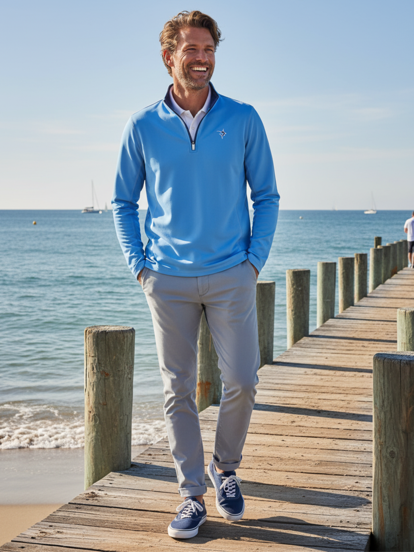Montauk Quarter Zip Midweight Comfort White Water Life