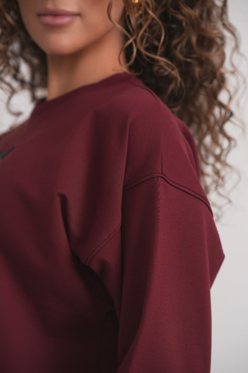 Wine Sweatshirt With Leather Embossed Logo MOOD + ELLWI