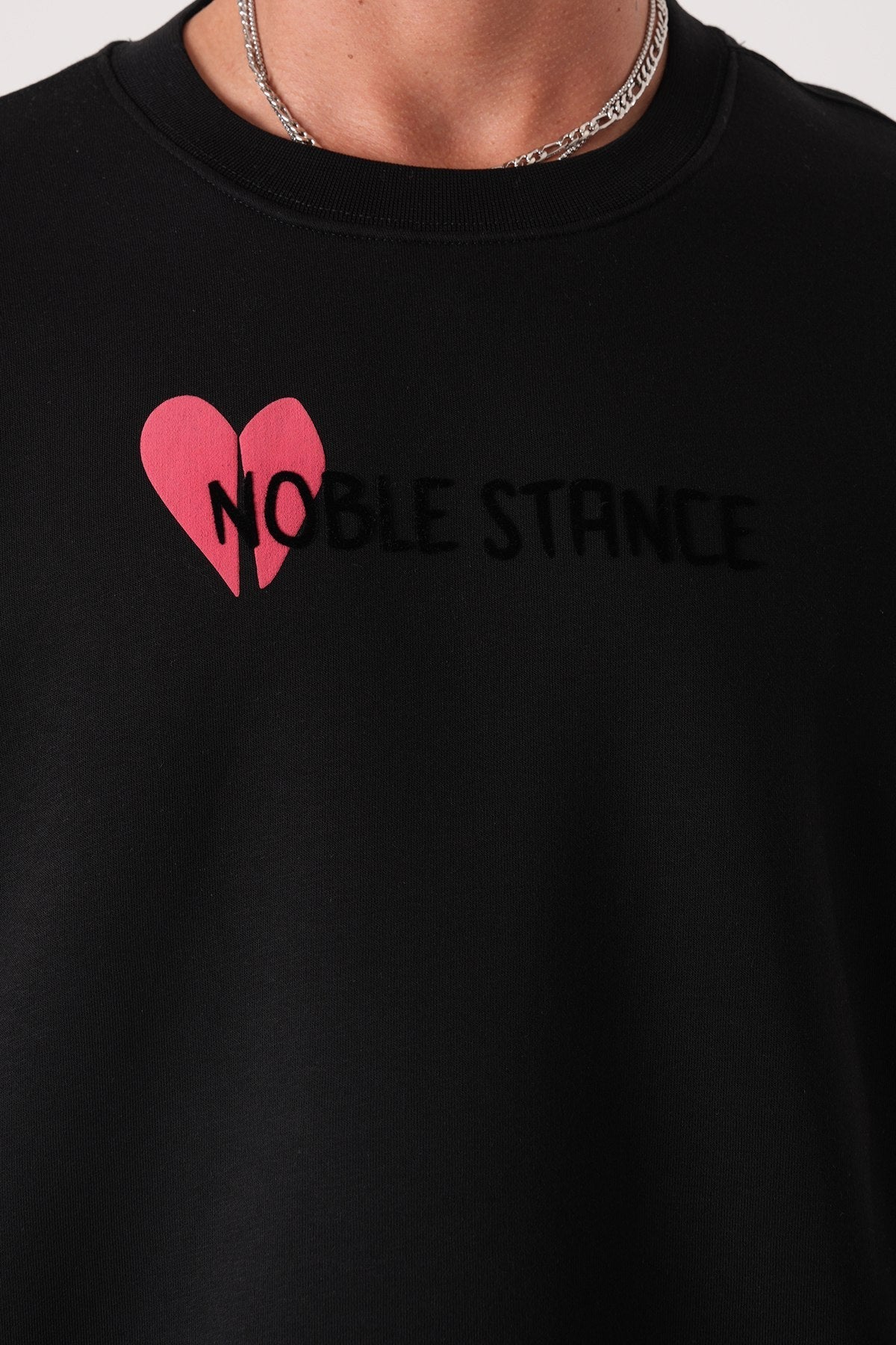 Noble Stance Oversized Sweatshirt: Artistic Heart & Dog Graphic Withinblack
