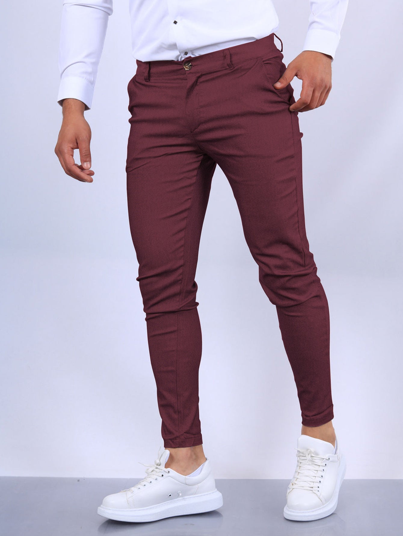 π Men's Slim Fit Button Trousers β Versatile Office & Casual Wear FitiqueFit