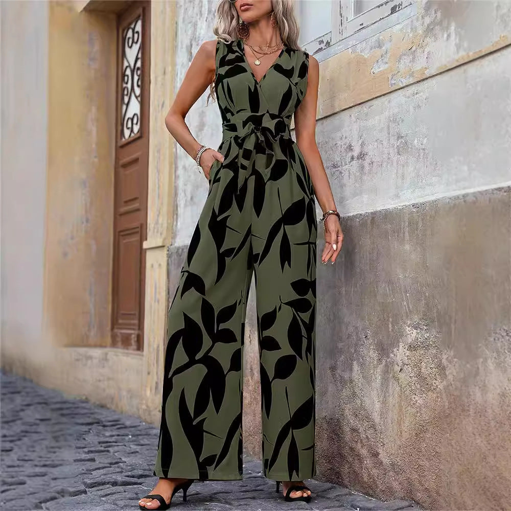 Fashionable High Waist Lace-up Wide Leg Jumpsuit For Women Grayceful LLC