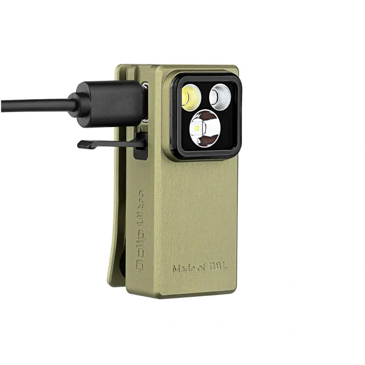 OLIGHT OCLIPULTRAOAL Oclip Ultra Clip-On EDC Light with Flood, Spot, and UV Modes - Olive Green VM Hardware