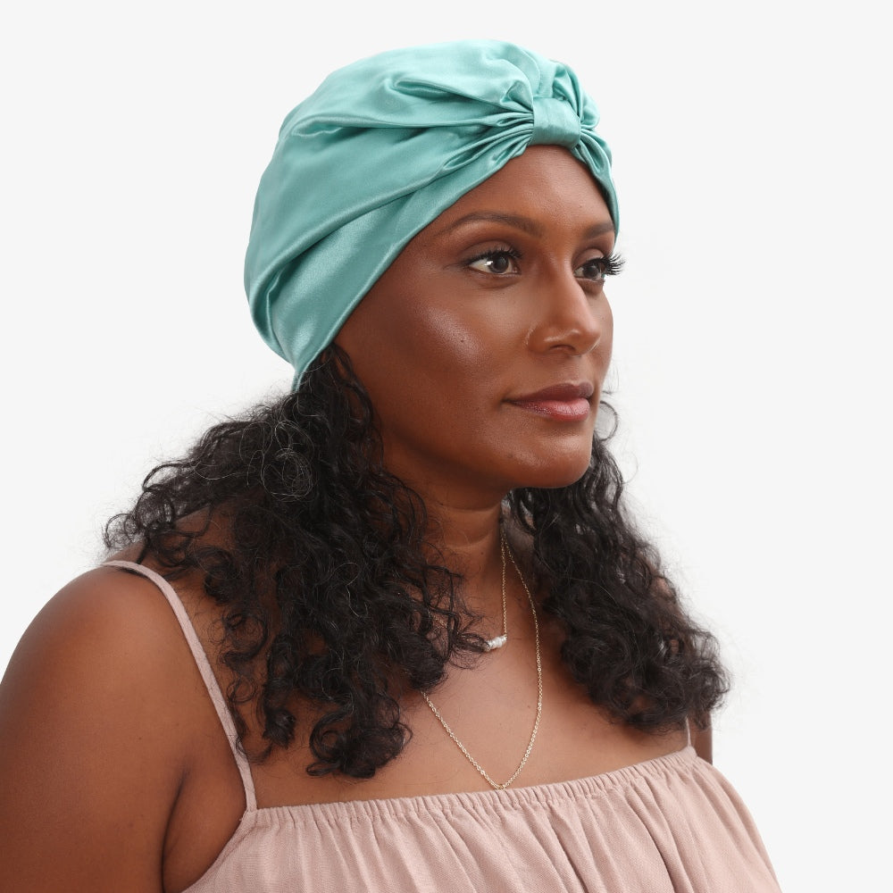 Organic Silk Hair Bonnet Jade Green LINA LENNOX