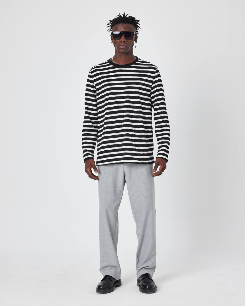 Oversized Striped Knit Sweater Withinblack