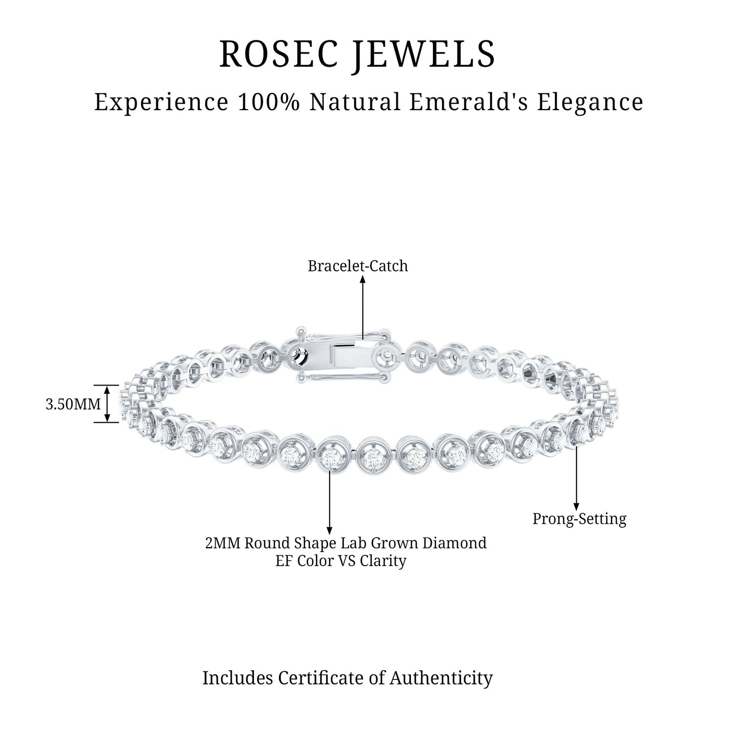 Certified Lab Grown Classic Round Diamond Bridal Tennis Bracelet
