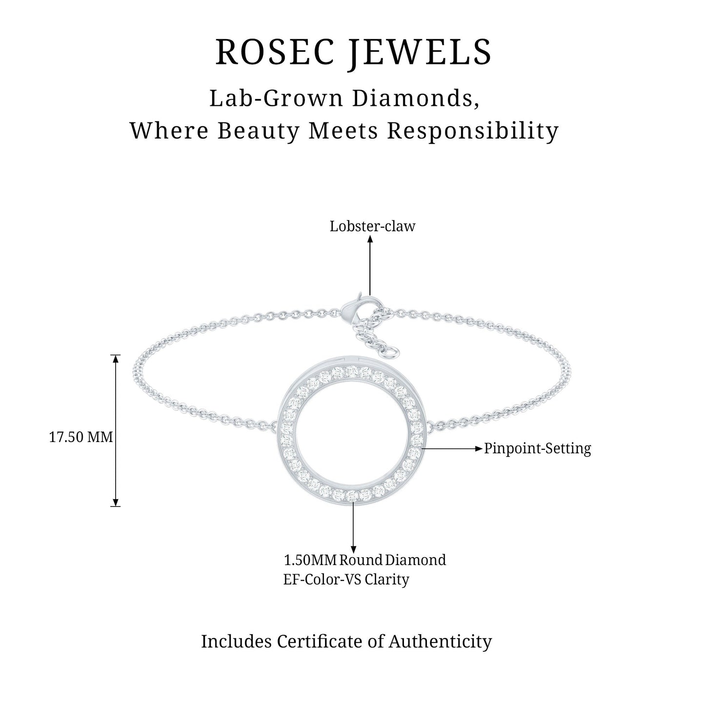 Certified Lab Grown Diamond Circle Bracelet for Women