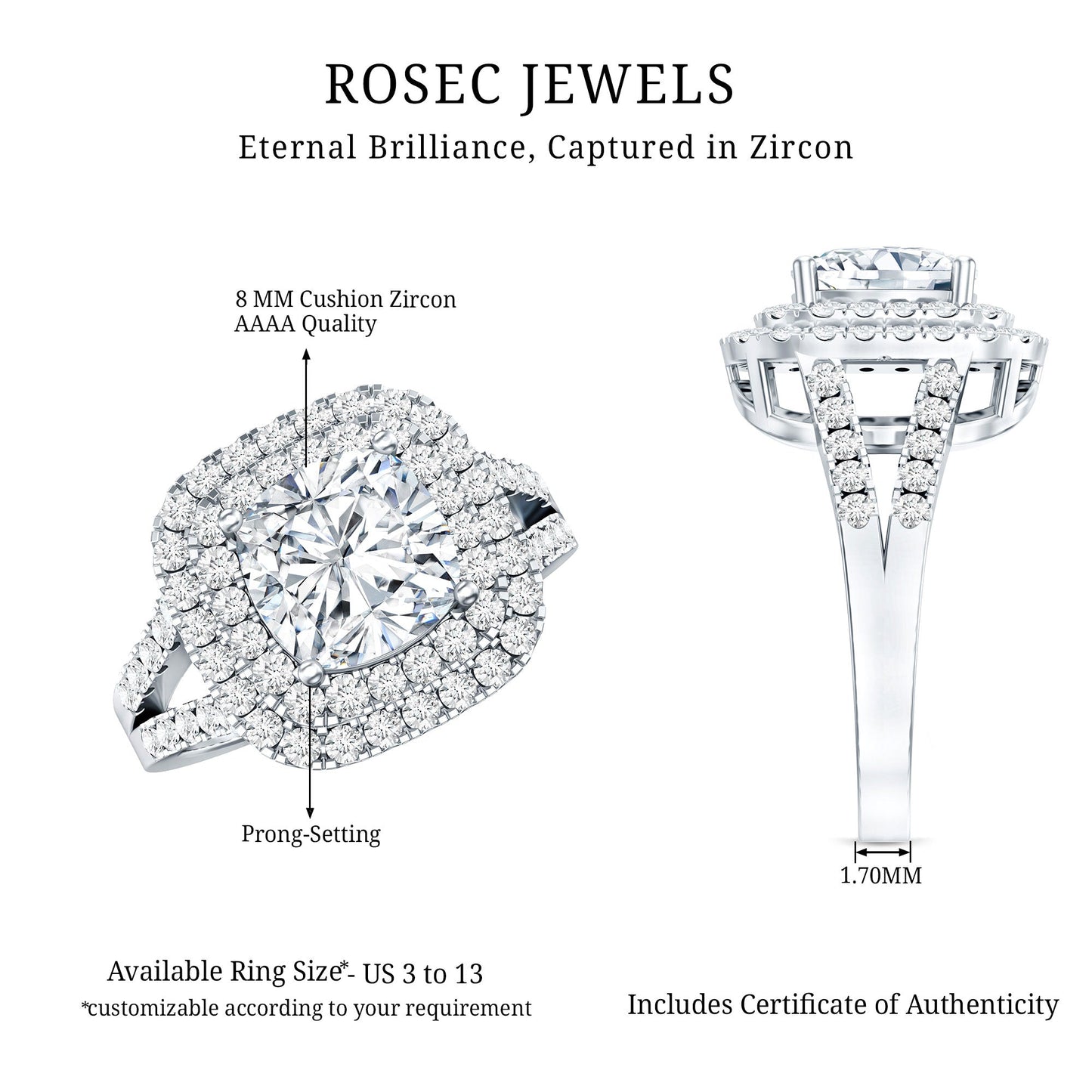 Certified 3 Carat Cubic Zirconia Double Vintage Inspired Engagement Ring