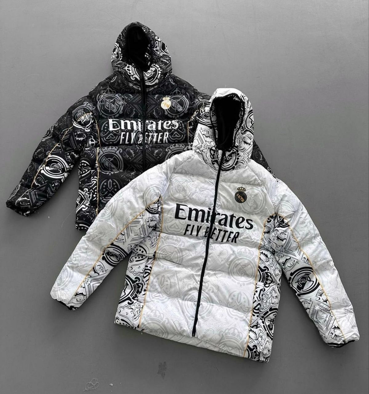 Real Madrid Digital Print Parachute Puffer Jacket - Unisex Design Withinblack