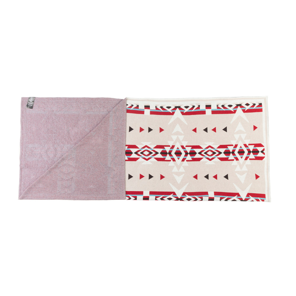 Canyon Arrows Aztec Cotton Throw Blanket in Crimson Ivory Myra USA