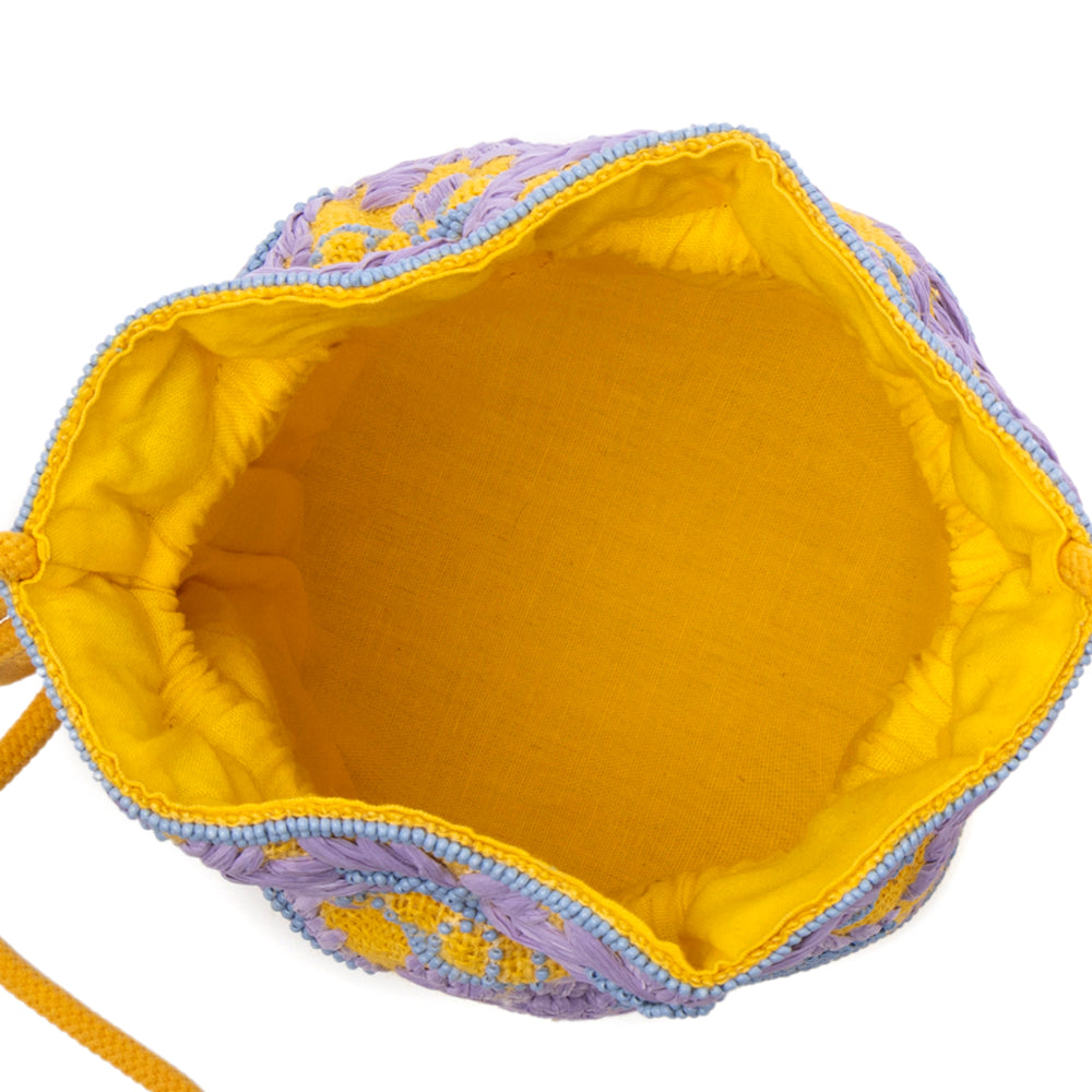 Myra Honey Vine Western Bucket Bag for Women in Yellow with embroidered detail Myra USA
