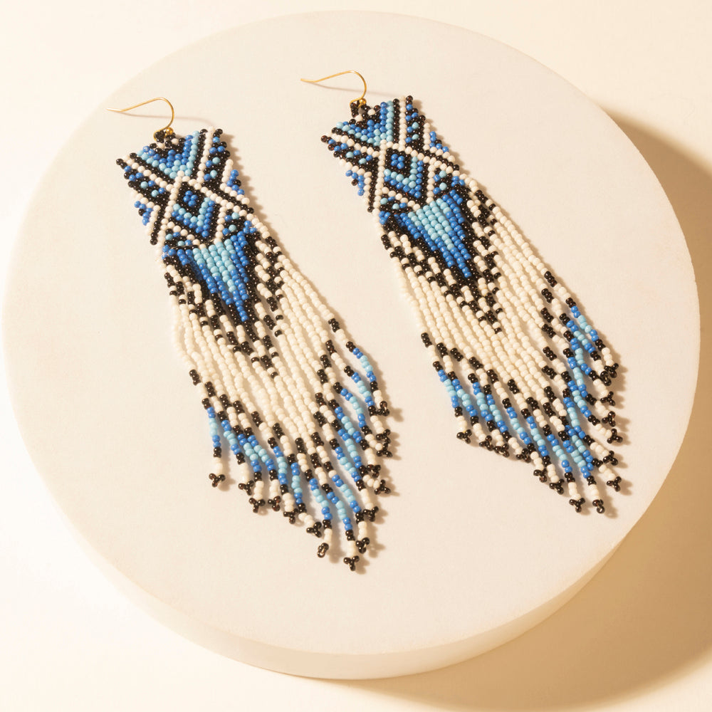Myra Mesa Twilight Beaded Fringe Earrings in Midnight Blue Myra USA