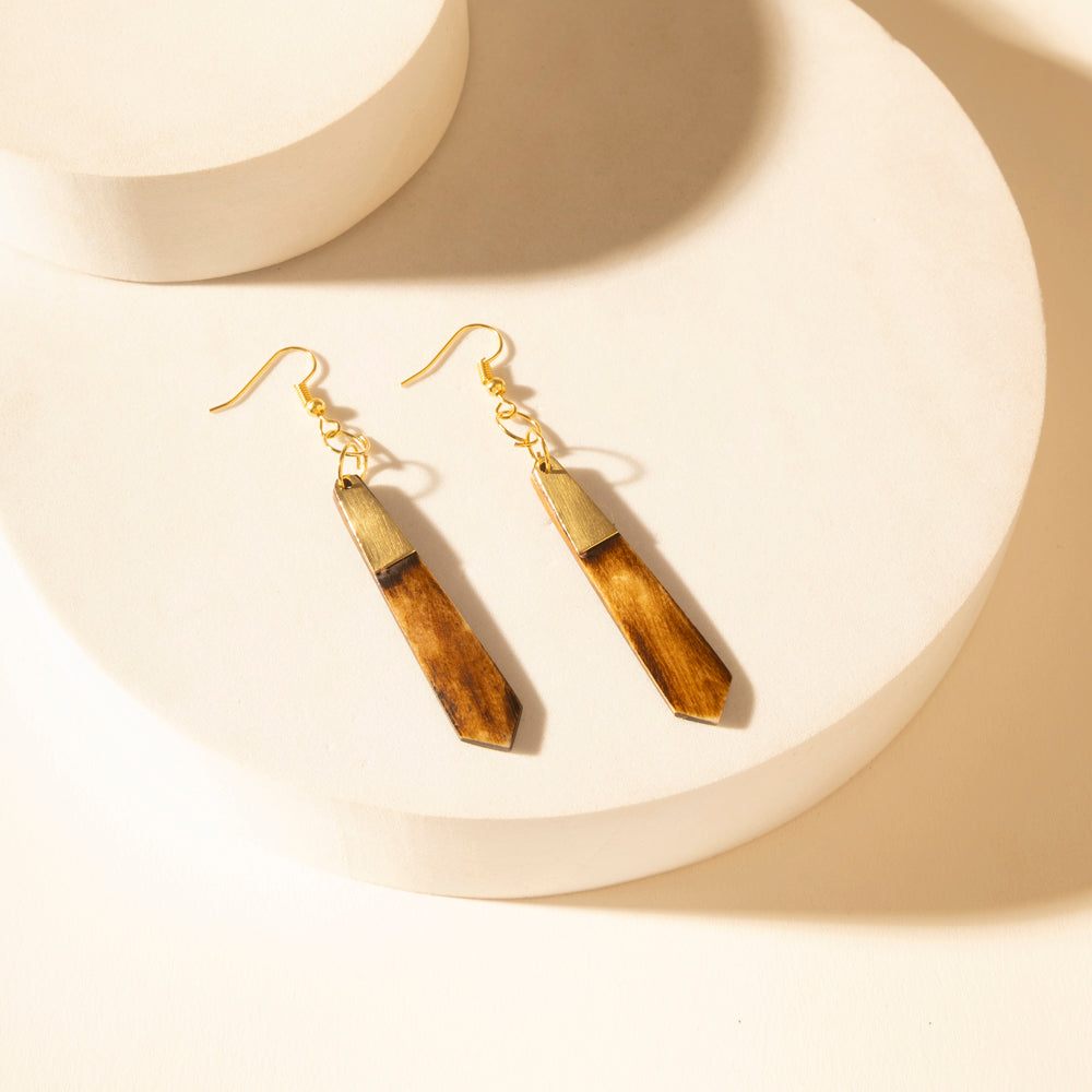 Myra Brindle Trail Drop Earrings in Smoke Tan Myra USA