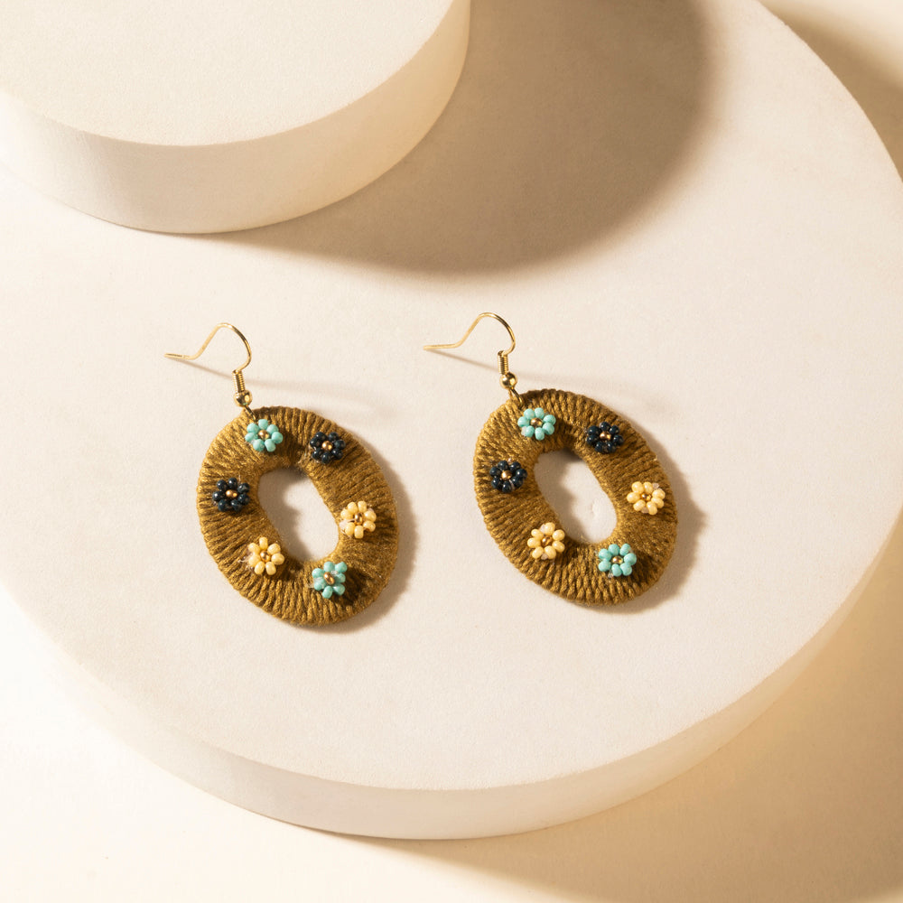 Myra Pasture Posy Oval Earrings in Sand Dune Myra USA