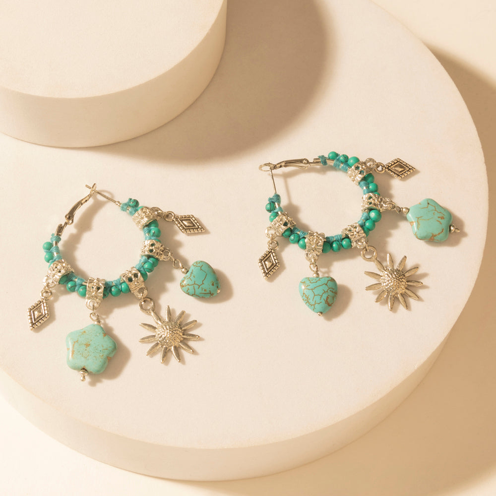 Myra Sunchrome Charm Hoop Earrings in Bloom Blue Myra USA