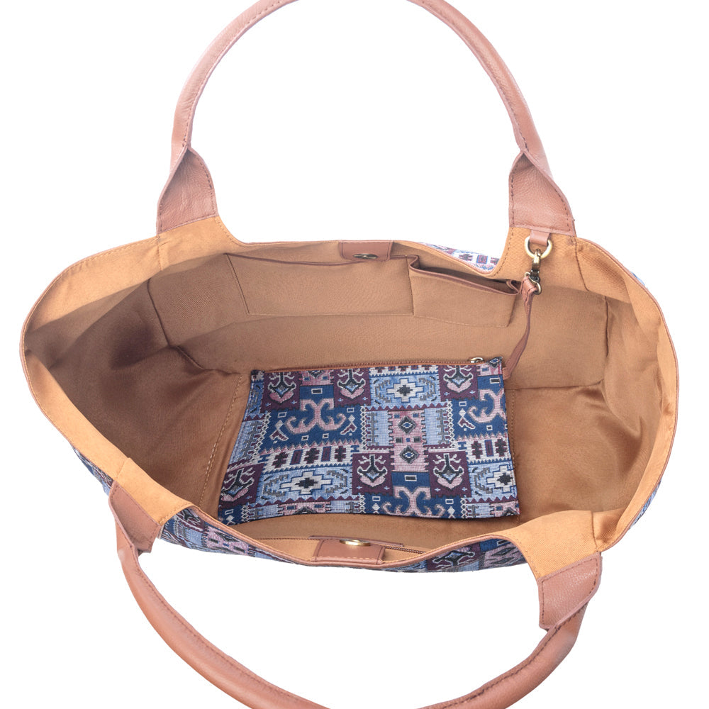 Myra Wagon Trail Jacquard Tote Bag in Dusty Lilac Myra USA