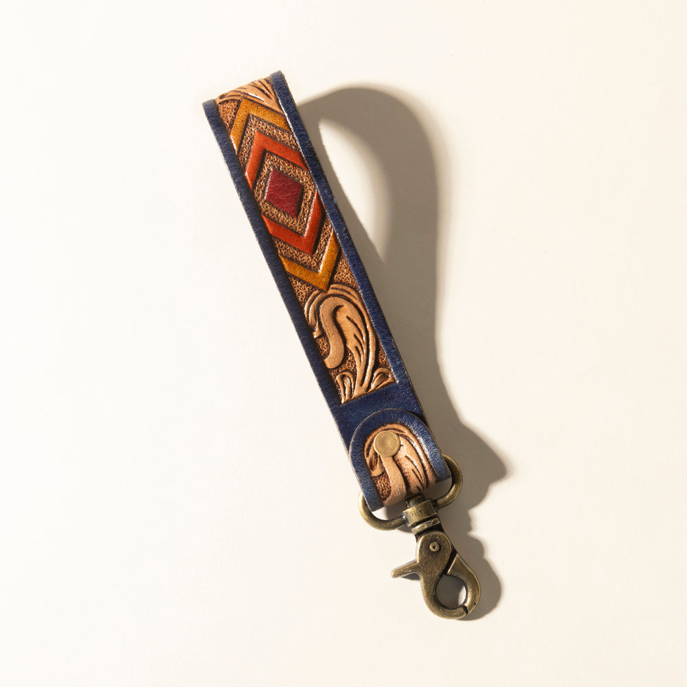 Myra Sedona Breeze Handtooled Leather Keyfob in Oxide Red Myra USA