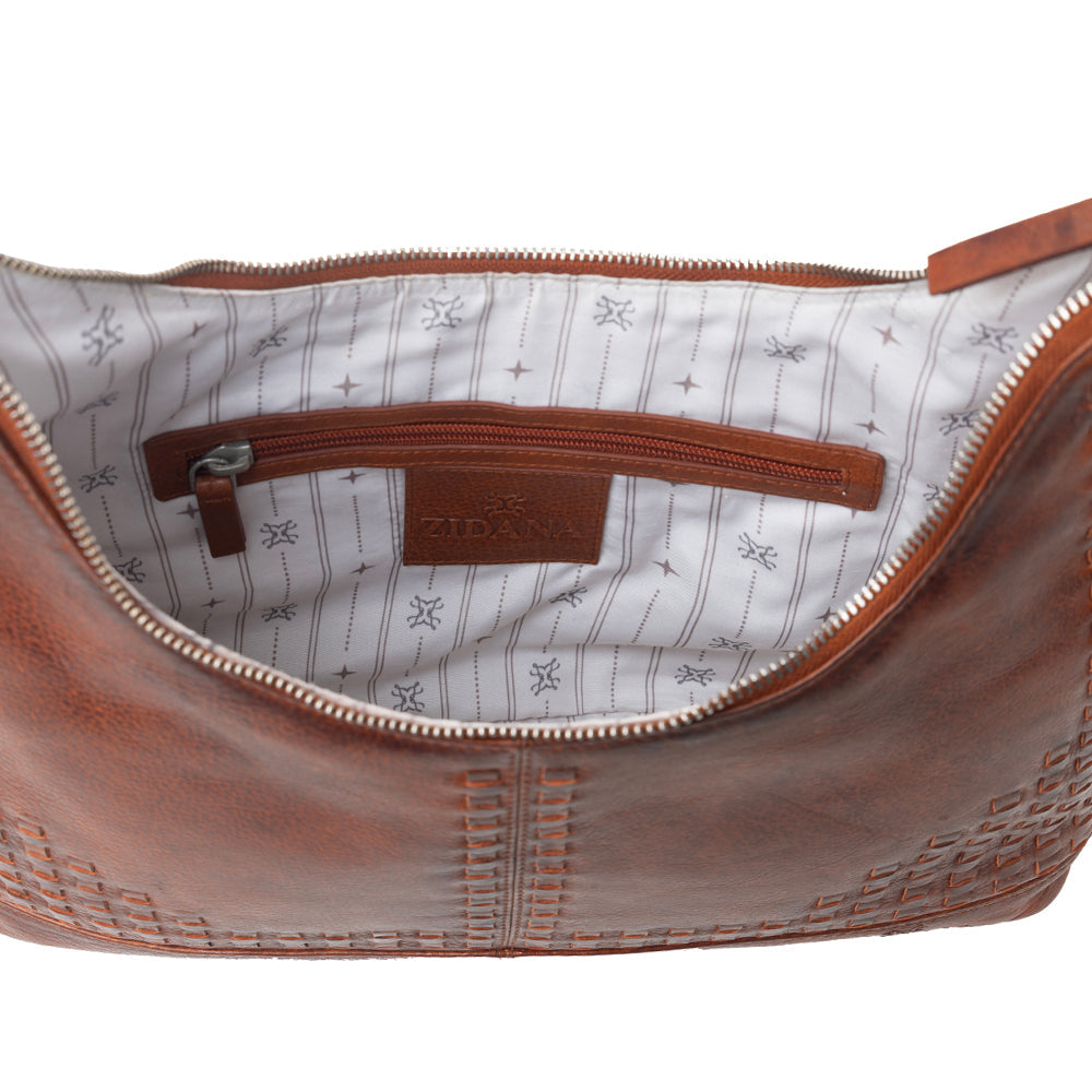 Myra Zidana Marlowe Dusk Veg Tanned Leather Bag in Western Wine Myra USA