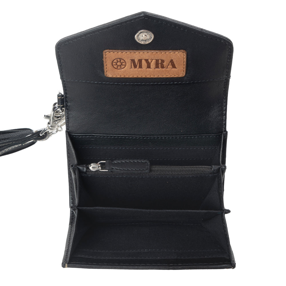 Myra Elise Handtooled Leather Wallet in Dark Mist Myra USA