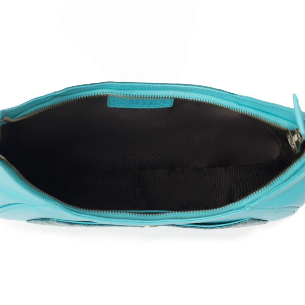 Myra Alanna Embossed Leather Bag in Prairie Aqua Myra USA