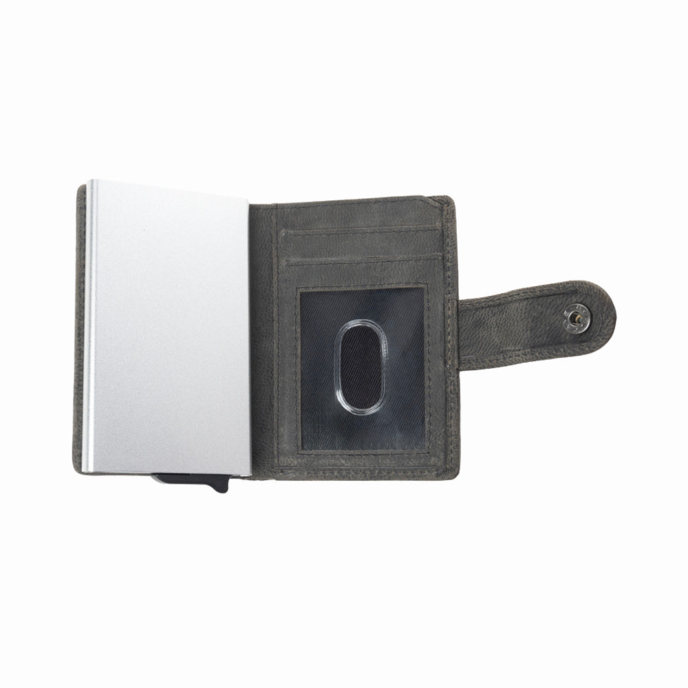 Myra Monsoon Ink Hairon Leather Credit Card Holder in Dust Black Myra USA