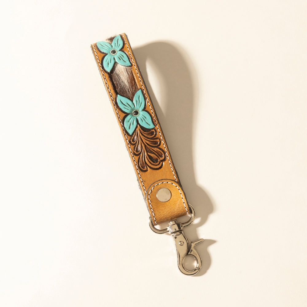 Myra Painted Prairie Handtooled Leather Keyfob in Desert Lace Myra USA