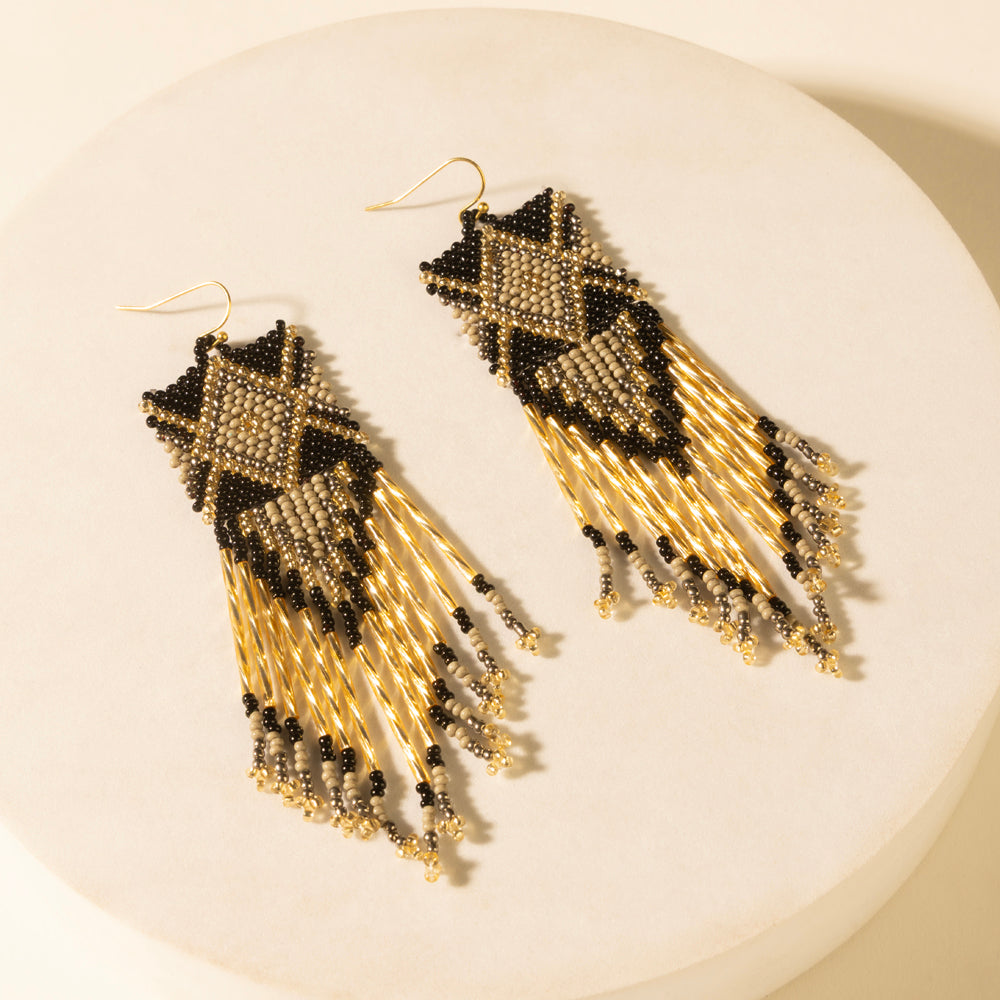 Myra Sun strung beaded earring in Champagne Myra USA