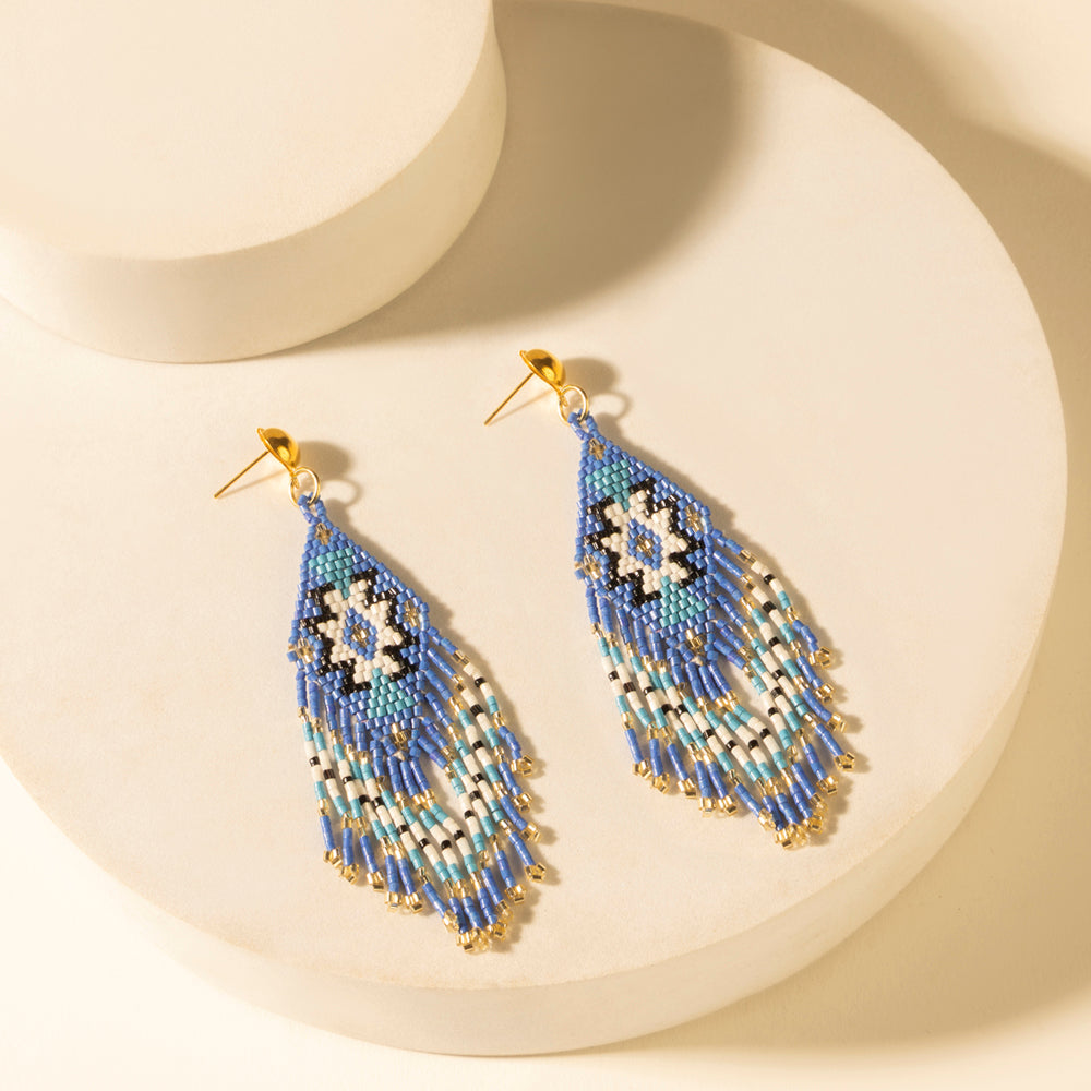 Myra Starfall Fringe Earrings in Cobalt Horizon Myra USA