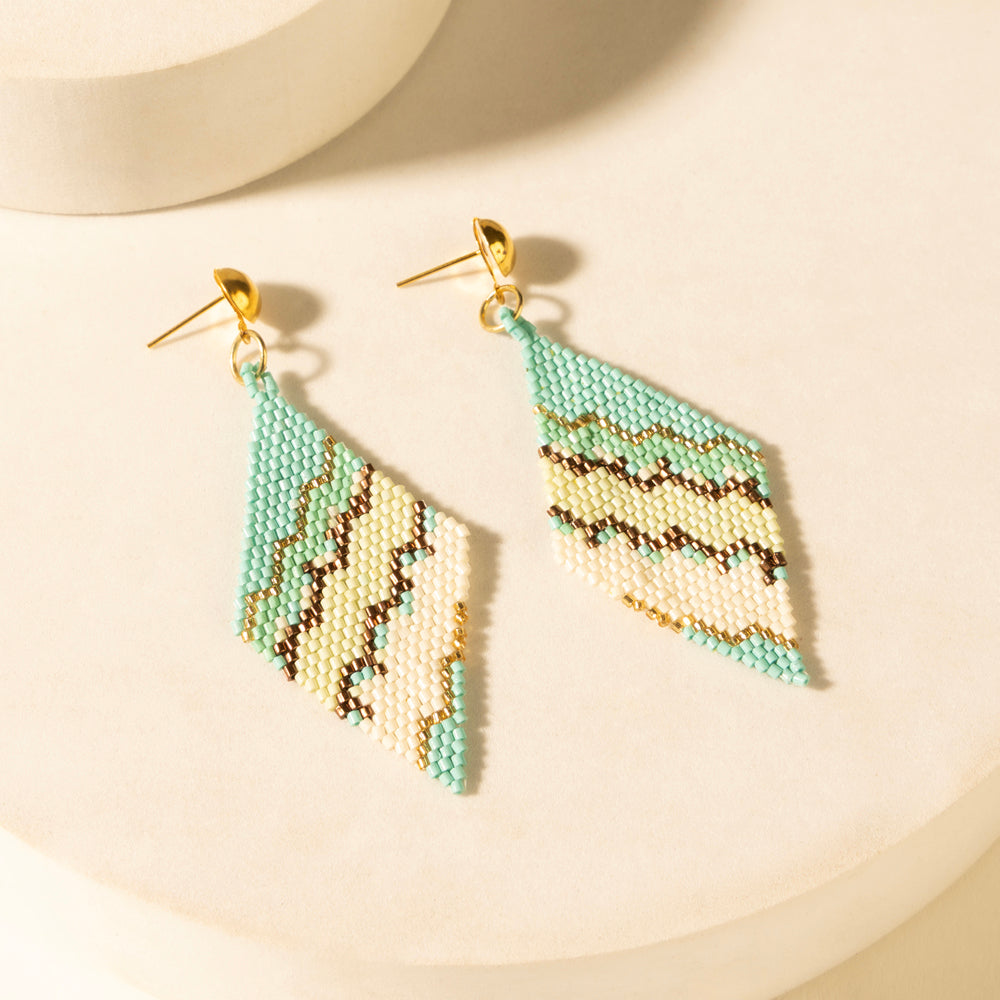 Myra Cactus Silk Chevron Drops in Turquoise Myra USA
