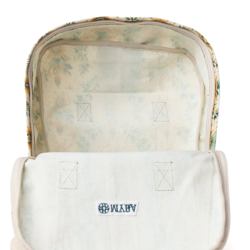 Myra Pine Meadow Cotton & Leather Crossbody Bag in Mustard Cream Myra USA
